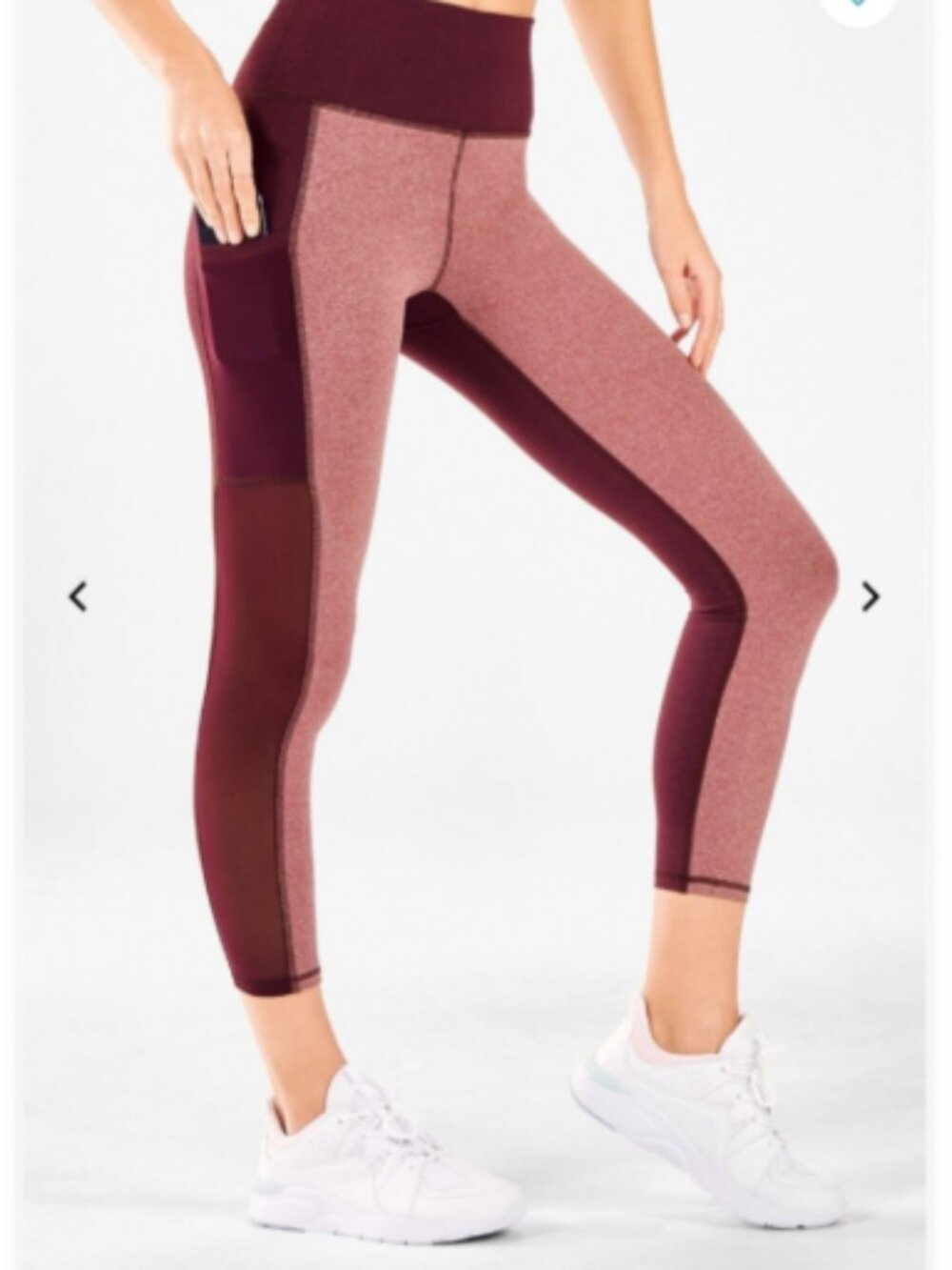 Fabletics Mila High-Waisted Pocket Capri Legging, Burgundy/Berry - Size Medium
